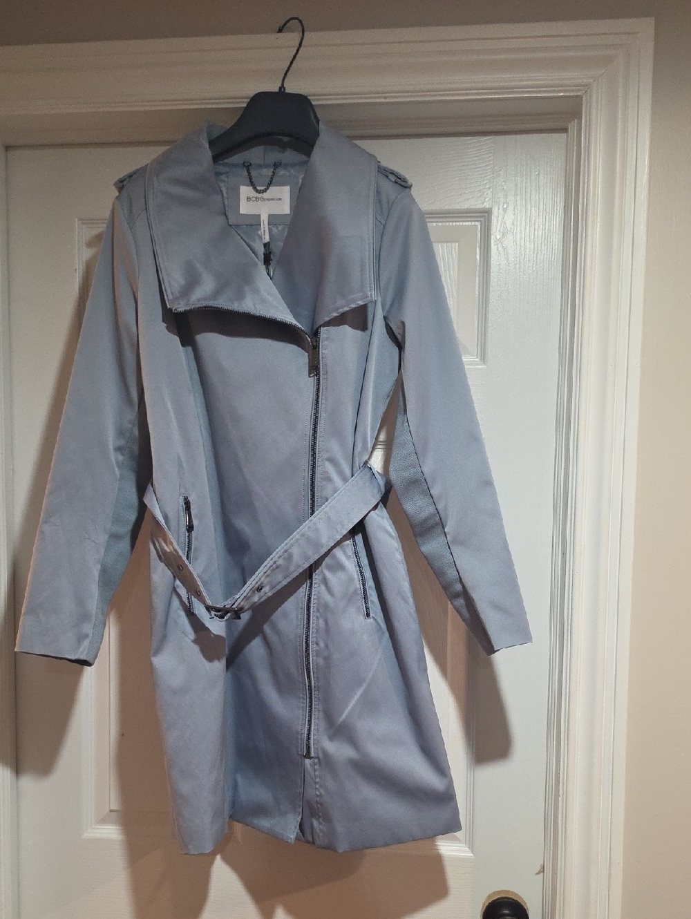 BCBGeneration Light Blue Trench Coat with Belted Waist